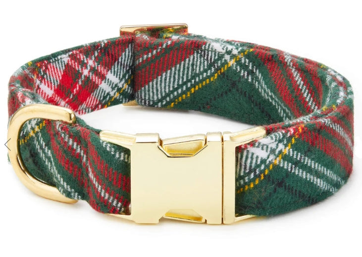 Holly Jolly Plaid Flannel Dog Collar