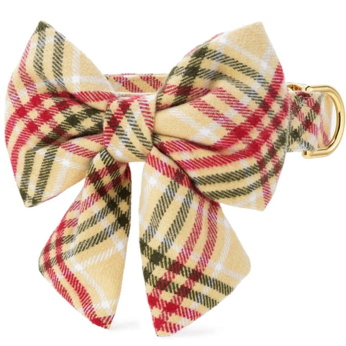 Holly Jolly Plaid Flannel Lady Bow Collar