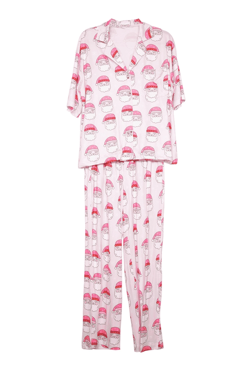 Pink Santa Face Women's Christmas Pajamas
