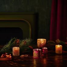 Load image into Gallery viewer, Crimson Woods Small Boxed Crackle Glass Candle
