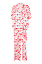 Load image into Gallery viewer, Pink &amp; Red Coquette Bows Christmas Pajama Pants Set
