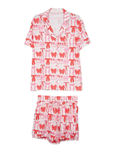 Load image into Gallery viewer, Pink &amp; Red Coquette Bows Christmas Pj Short Set
