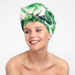 Palm Leaves Elevated Shower Cap