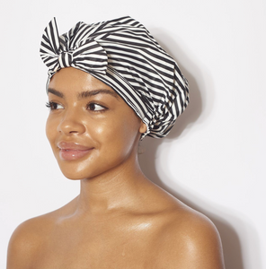 Striped Elevated Shower Cap
