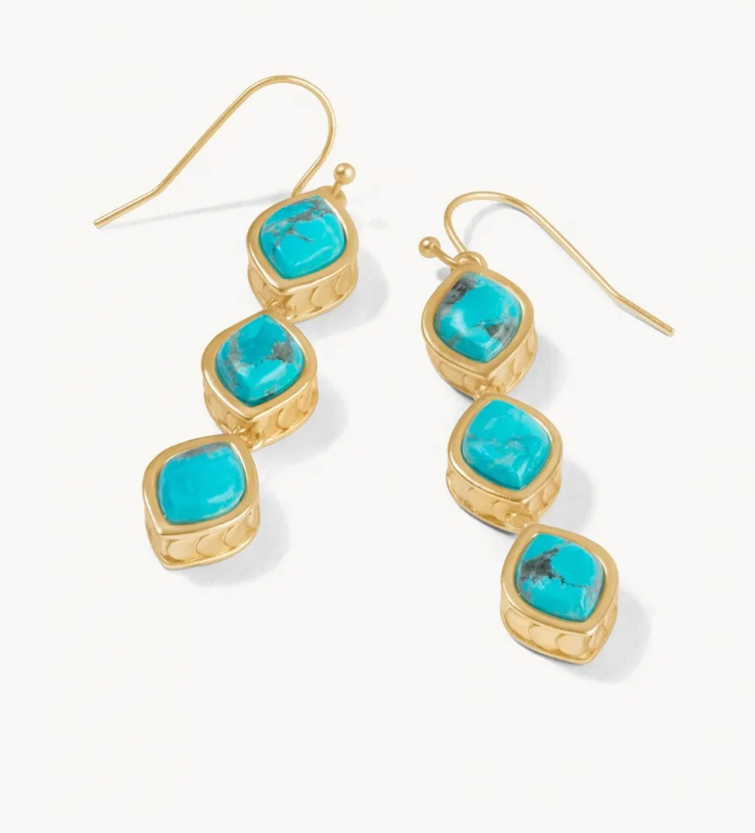 Naia Linear Drop Earrings- Turquoise