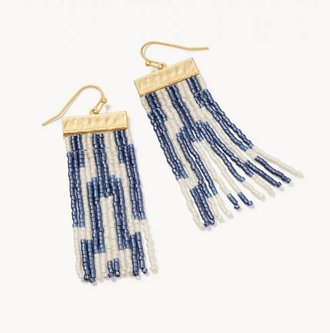 Bitty Bead Earrings-Blue and White
