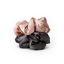 Load image into Gallery viewer, Satin Sleep Pillow Scrunchies Blush/Charcoal
